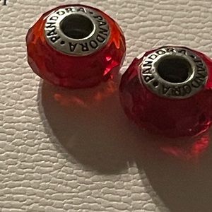 2 pandora glass charms red
